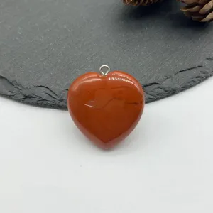 Natural red stone heart pendant necklace accessory gemstone love heart charm DIY jewelry