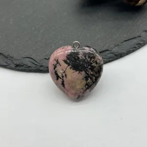 Natural stone heart pendant gemstone charm love necklace DIY accessory jewelry detail view