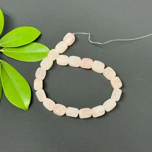 Natural rose quartz rectangular loose beads 8x10mm for DIY jewelry making and bracelets.