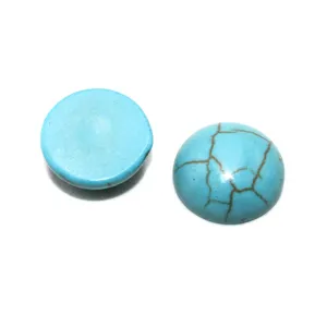 Synthetischer Türkis Cabochon rund flache Rückseite Edelstein für DIY Schmuckherstellung.