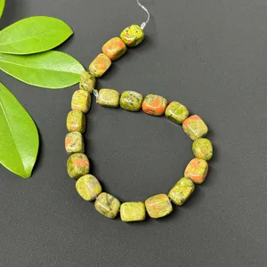 Unakite square loose beads strand 8x10mm semi-finished DIY jewelry making accessories