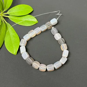 8x10mm gray blue square gemstone beads loose strand for DIY jewelry making and bracelet design