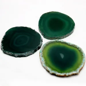 Sottobicchieri in pietra di agata verde naturale fette rotonde tappetini tazza decoro