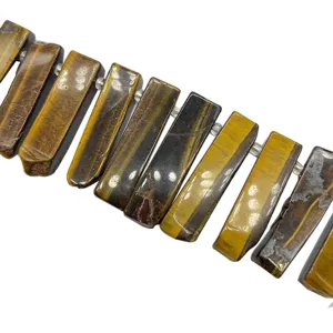 Perle di Blocco Rettangolari in Occhio di Tigre Naturale Forate Lateralmente DIY Gioielli