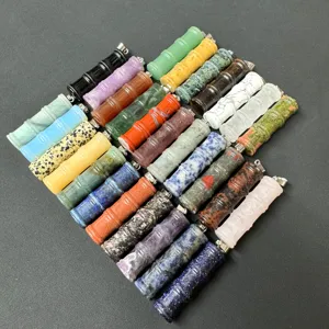 Natürliche Kristall und Edelstein Bambus Form Anhänger für DIY Halskette Schmuck Zubehör.