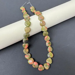 Detailed view of 12mm natural stone heart beads semi-finished string for DIY jewelry making accessories