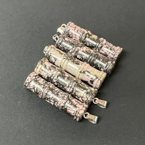 Naturstein Bambus Form Anhänger Kristall Achat DIY Schmuck Halskette Zubehör Charm