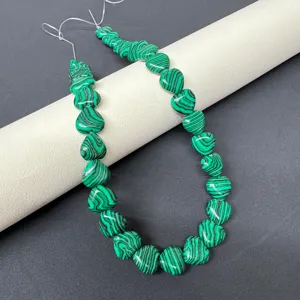 Malachite heart shaped gemstone beads strand for DIY jewelry making, necklace bracelet.