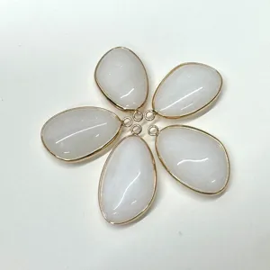 Natuurlijke steen druppel hanger met gouden rand DIY sieraden maken accessoire voor ketting