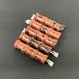Natürlicher Stein Achat Kristall Bambus Anhänger Halskette DIY Schmuck Zubehör Geschenk
