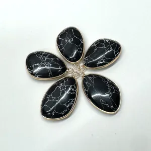 Natuursteen druppelhanger met gouden rand DIY sieradenaccessoire voor ketting armband