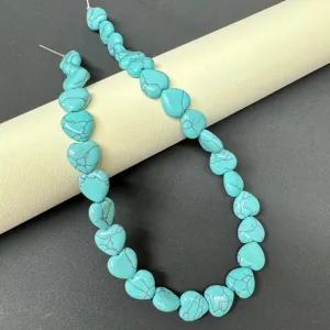 Natural turquoise stone heart beads for DIY jewelry making necklace bracelet accessories