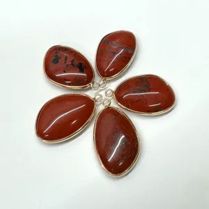 Natuurlijke rode steen goudgerande druppelhanger DIY handgemaakte ketting sieraden accessoire