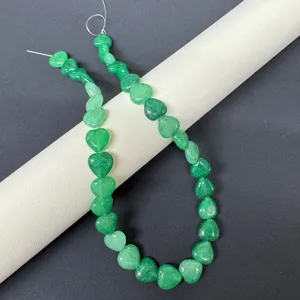 Natural green stone heart beads semi-finished DIY jewelry necklace bracelet making accessories
