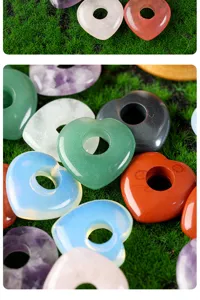 Beau pendentif cœur en pierre naturelle cristal poli pour accessoires bijoux DIY.