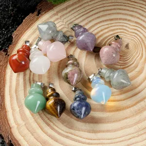 Natural crystal stone gourd pendulum pendant multi gemstone healing necklace jewelry item