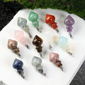 Natural stone crystal pendulum pendant cone dowsing necklace healing crystal gemstone jewelry
