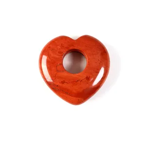Pendentif cœur en pierre rouge naturelle 30mm trou central poli bijou DIY collier accessoire