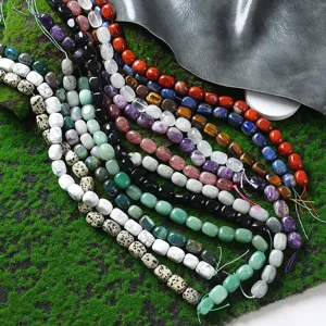 17x12mm natural gemstone irregular rectangular beads DIY jewelry making supplies assorted colors.