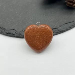 Goldstone heart pendant charm crystal stone necklace accessory for DIY jewelry making 30mm