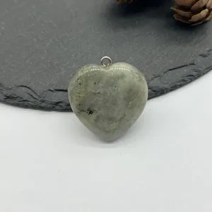 Natural stone heart pendant crystal mineral necklace accessory for DIY jewelry making detail view