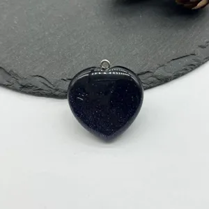 Blue sandstone heart pendant sparkling crystal love shape necklace accessory for gifts