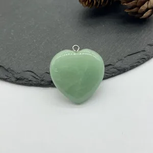 Natural green stone heart pendant necklace crystal charm 30mm jewelry accessory for DIY