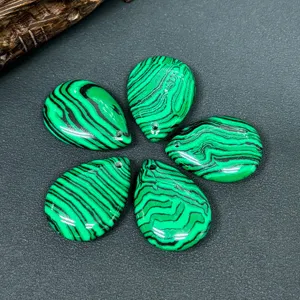 Pendentifs en pierre en forme de goutte rayés verts pour bijoux DIY, colliers et boucles d'oreilles.