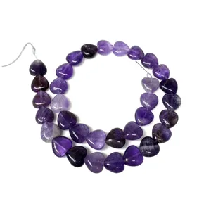 Natural amethyst heart shape gemstone beads strand for DIY jewelry making bracelets.
