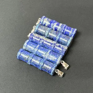 Natürlicher Lapislazuli Bambus Anhänger DIY Halskette Schmuck Zubehör Halbedelstein Stein.