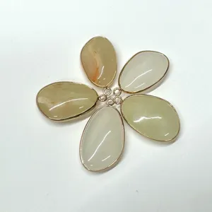 Natuursteen druppelvormige hanger goudrand DIY sieraden accessoires materialen 5st