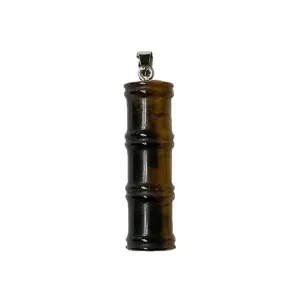 Natürlicher Edelstein Bambus Form Anhänger Halskette Zubehör DIY Schmuck Artikel elegant