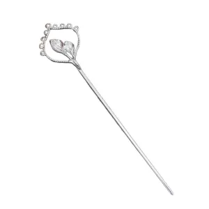 Spilla per capelli argentata accessorio DIY stile antico nove fori giglio calla stick