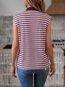 Summer casual striped sleeveless tank top for women, chic and elegant slim fit basic top.