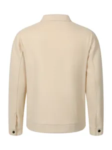 Détail de la vue arrière de la veste pour homme en mélange de laine beige, vêtement uni.