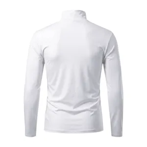 Men's white mock neck long sleeve slim fit t-shirt basic solid color underwear detail