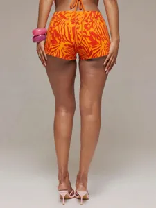 Short moulant taille haute dégradé tie-dye, lanières croisées sexy été hot pants.