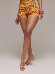 Shorts court sexy moulant taille haute tie-dye dégradé pour femme mode été chic