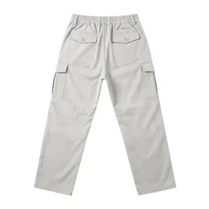 Men's loose cargo pants casual trousers multi-pocket outdoor streetwear spring autumn light grey