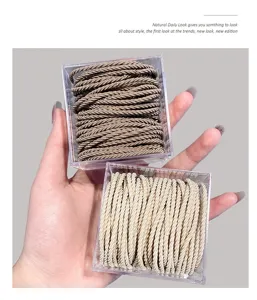 Boxed minimalist hair ties set with high elasticity braided hair ropes for daily styling.