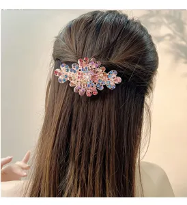 Elegante Strass-Haarspange mit funkelnden mehrfarbigen Kristallen auf glänzender Metallbasis.