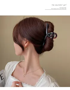 Brown matte hair claw clip for women elegant back head shark hairpin stylish hair accessories