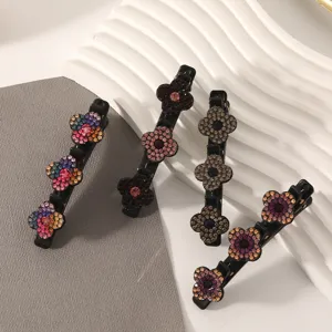 Fermagli per capelli con strass quadrifoglio multi-strato becco d'anatra dolci accessori