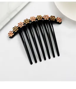 Rhinestone hair comb detailed view, sparkling crystal flower insert clip for elegant women styling.
