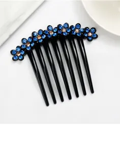 Rhinestone flower insert comb black hair comb elegant hair accessories for women versatile bun pin