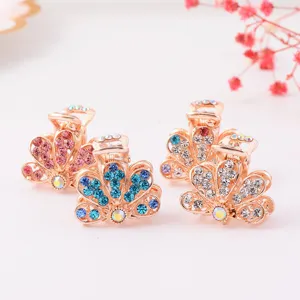 Korean Style Alloy Rhinestone Mini Hair Claw Clip Cute Floral Small Hairpins Sparkling Hair Accessories For Women