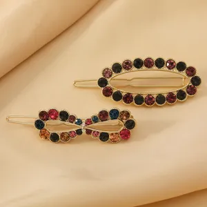 Elegant crystal rhinestone hair clips set for women, stylish spring hair barrettes for daily wear.