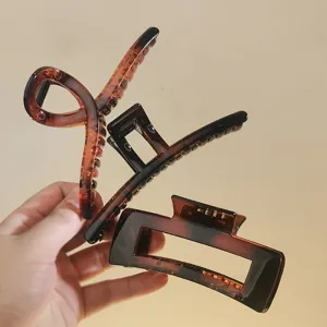 Minimalist Acetate Hair Claw Clip Elegant Large Back Head Hair Catch Leopard Print Hair Accessories For Women