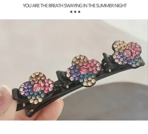 Floral τσιμπιδάκι μαλλιών πάπια με στραστς λουλούδια για γυναίκες στυλ φράντζας.