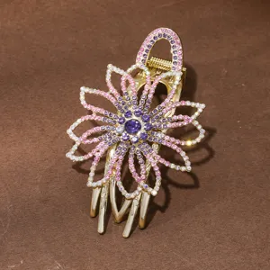 Strass Blumen Haarklammer Gold Legierung glänzende Haaraccessoires für Frauen Mädchen